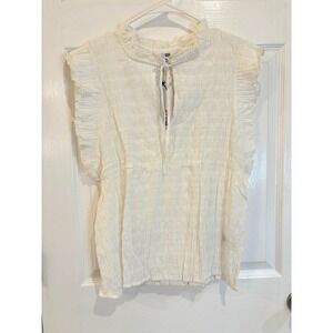 BB Dakota Steve Madden White Ruffle Mock Neck Sleeveless Blouse Top XL